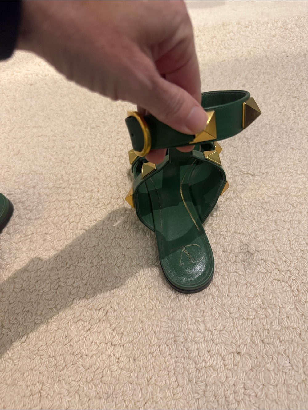 Valentino Garavani Green Pointed-Toe Studded Mules - Picture 7 of 10